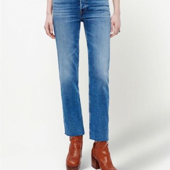 RE/DONE high-rise stove pipe jeans, indigo storm, women’s size 29 NWT! - Picture 3 of 12